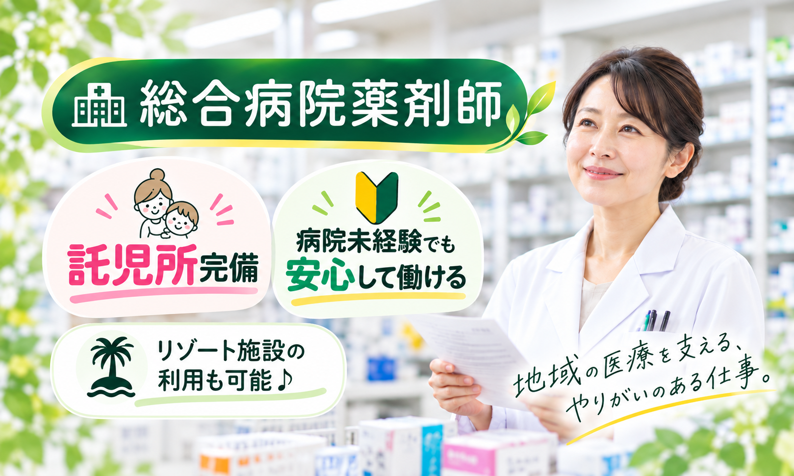 正社員 薬剤師 病院求人イメージ